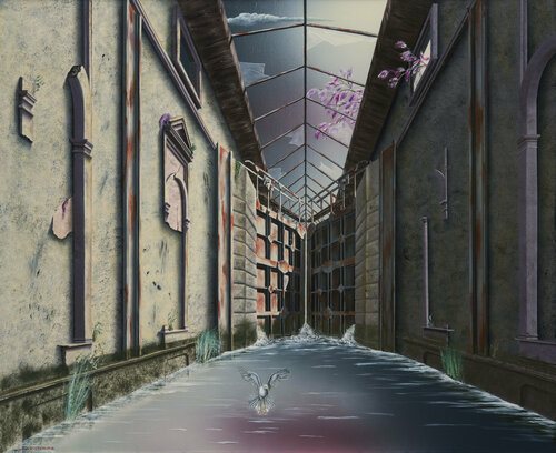 Le canal (sous baguettes) van Thierry Van Quickenborne, Schilderij te koop op Singulart