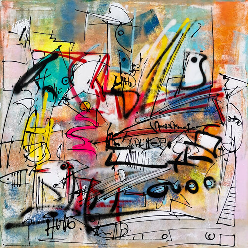 Muscat Street par Luc Villard, Peinture en vente sur Singulart