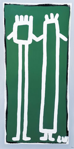 Standing side by side by Luc Villard, Painting for Sale on Singulart