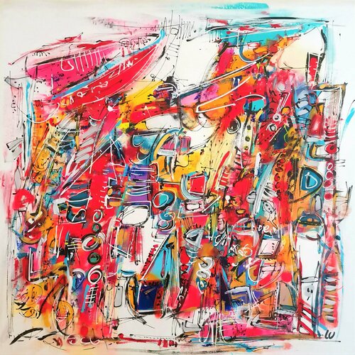 Route Mandarine van Luc Villard, Schilderij te koop op Singulart