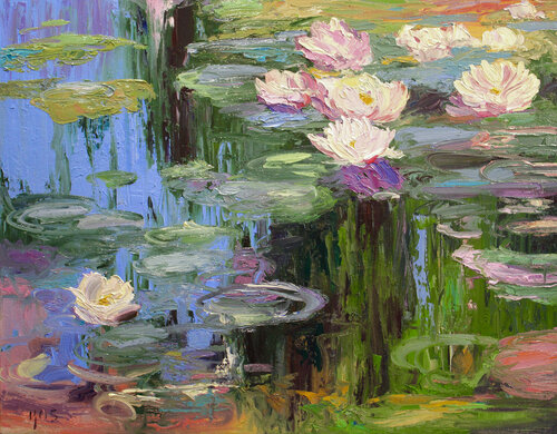 Water Lilies For Alice van Kristen Olson Stone, Schilderij te koop op Singulart