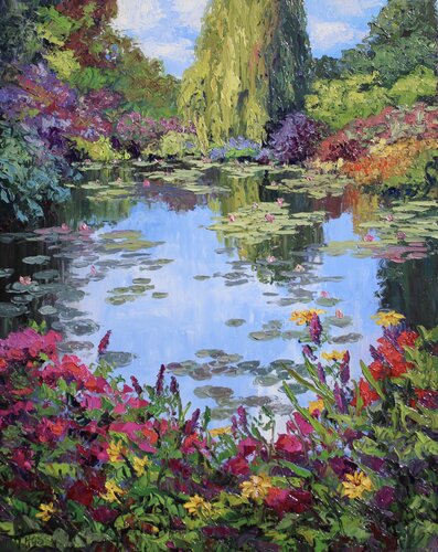Giverny Gardens van Kristen Olson Stone, Schilderij te koop op Singulart