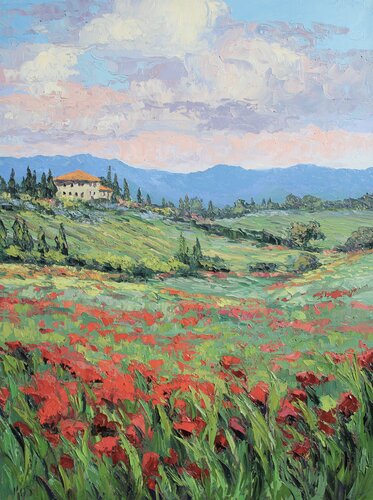 Tuscan Poppies van Kristen Olson Stone, Schilderij te koop op Singulart