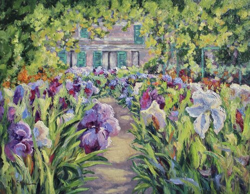 Monet's Iris Garden At Giverny van Kristen Olson Stone, Schilderij te koop op Singulart