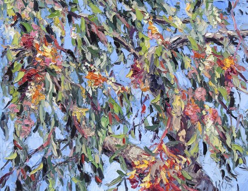 Eucalyptus Tree Blossoms van Kristen Olson Stone, Schilderij te koop op Singulart