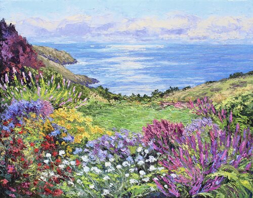 Garden By The Sea van Kristen Olson Stone, Schilderij te koop op Singulart