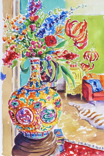 Chinese  Vase  Room Portrait van Kristen Olson Stone, Schilderij te koop op Singulart