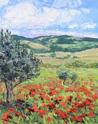 Tuscan Poppies van Kristen Olson Stone, Schilderij te koop op Singulart