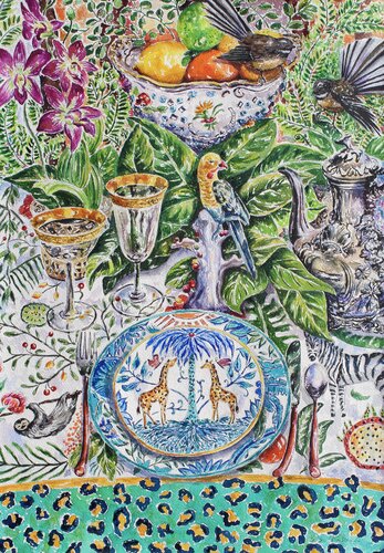 The Grand Safari Table di Kristen Olson Stone, Pittura in vendita su Singulart