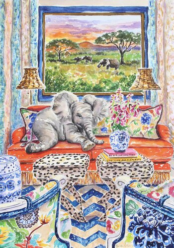 Couch Safari di Kristen Olson Stone, Pittura in vendita su Singulart