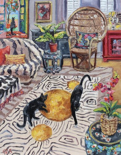 The Black Cats par Kristen Olson Stone, Peinture en vente sur Singulart
