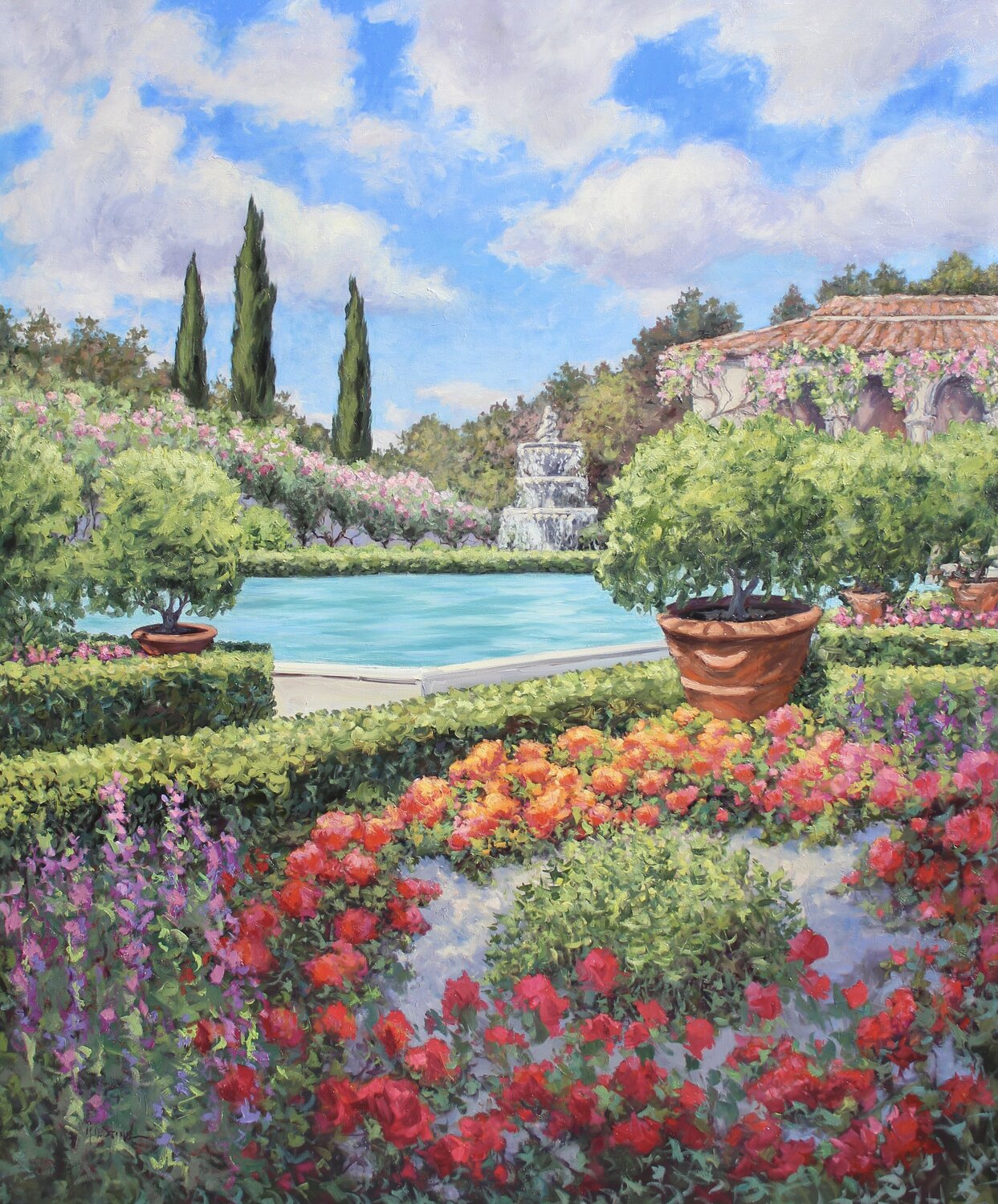 油絵 油彩  絵画 【giardino fiorito colorato】 Bellisimo Giardino by Kristen Olson Stone (2021) : Painting