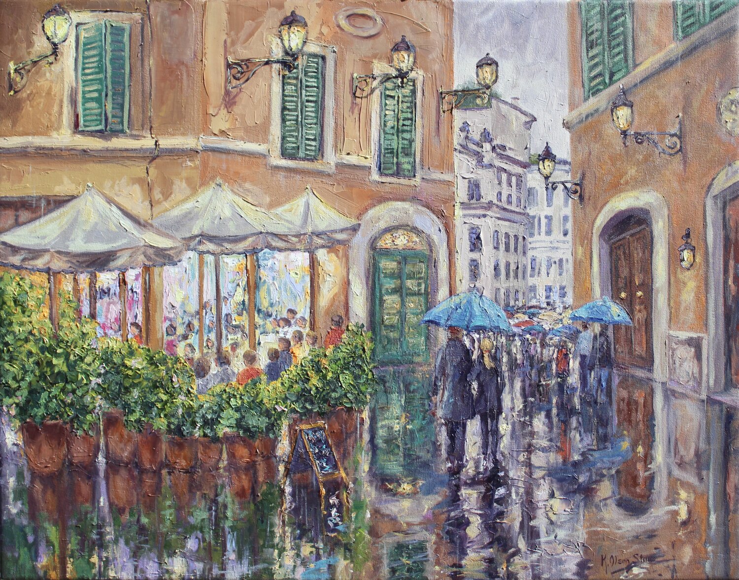 Cafe Roma door Kristen Olson Stone (2023) : Schilderij Olie op Canvas -  Singulart, image size:1500x1177