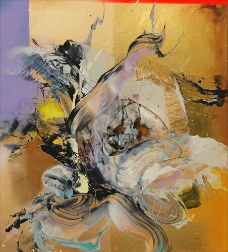 gold and light violet van Ilgvars Zalans, Schilderij te koop op Singulart