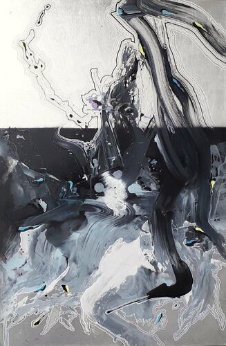 silver and black nr.6 van Ilgvars Zalans, Schilderij te koop op Singulart