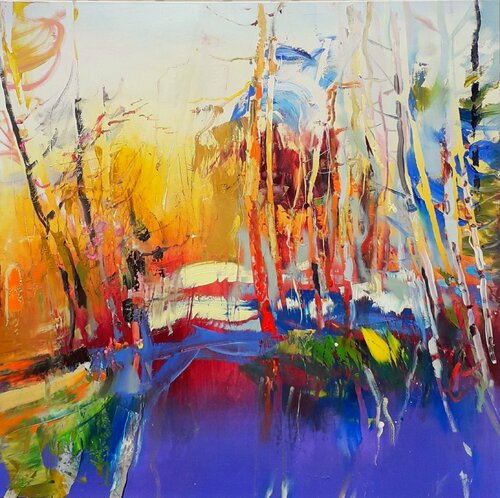 Violet landscape #3 van Ilgvars Zalans, Schilderij te koop op Singulart