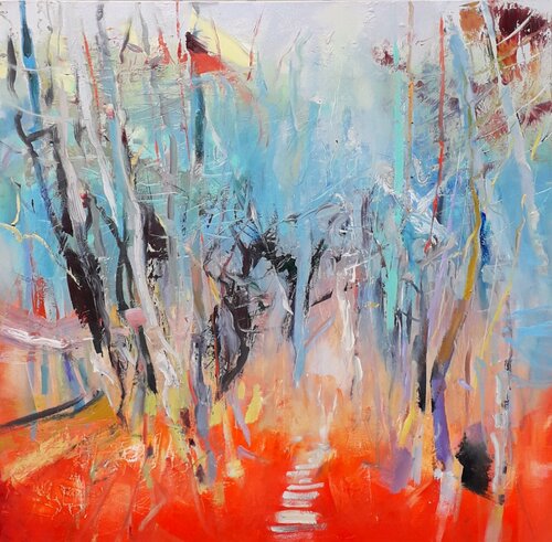Red landscape #3 van Ilgvars Zalans, Schilderij te koop op Singulart