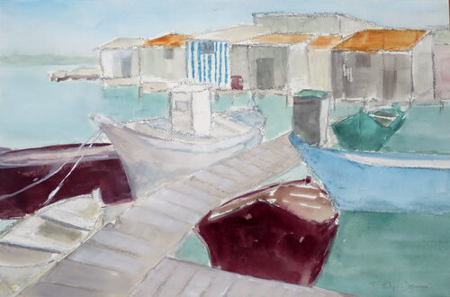 La pointe courte à Sète di Isabelle Philips-Decramer, Opera su carta in vendita su Singulart