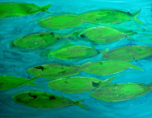 Poissons 5 di Isabelle Philips-Decramer, Pittura in vendita su Singulart