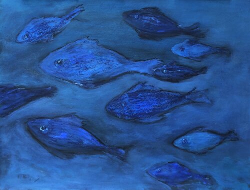 Poissons 4 di Isabelle Philips-Decramer, Pittura in vendita su Singulart