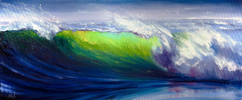 Bright Surf. Ocean Wave Painting von Bozhena Fuchs, Malerei kaufen auf Singulart