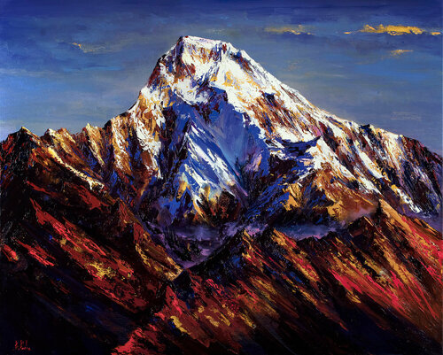 Annapurna Mountains painting art Everest Mountain Himalayas Nepal di Bozhena Fuchs, Pittura in vendita su Singulart