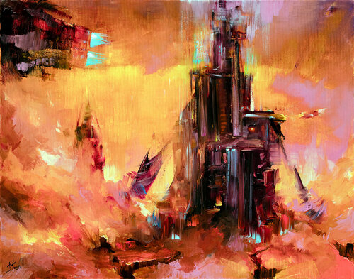 Sci fi painting Fantasy Concept Art van Bozhena Fuchs, Schilderij te koop op Singulart
