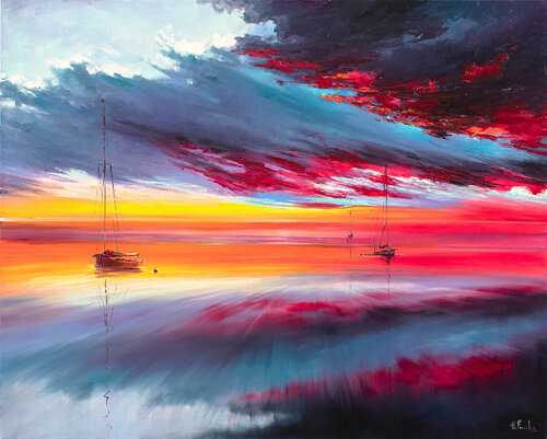 Red Sunset van Bozhena Fuchs, Schilderij te koop op Singulart