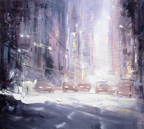 Winter in the City di Bozhena Fuchs, Pittura in vendita su Singulart
