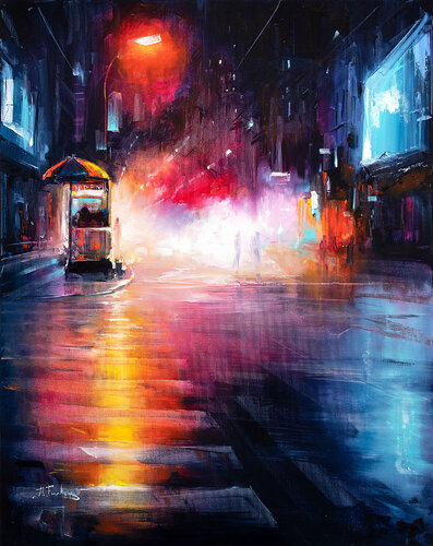 West 49th Street, Manhattan, NY di Bozhena Fuchs, Pittura in vendita su Singulart