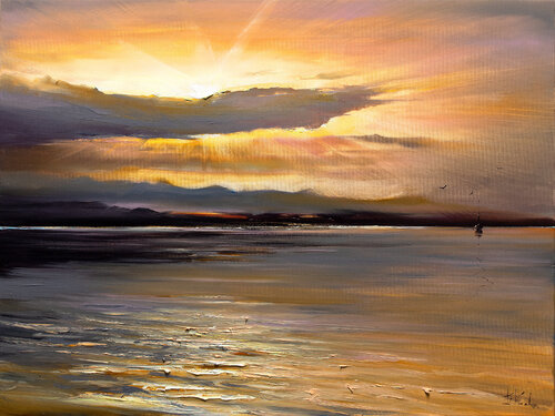Golden sunrise di Bozhena Fuchs, Pittura in vendita su Singulart