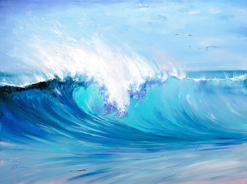 Turquoise Transparency di Bozhena Fuchs, Pittura in vendita su Singulart