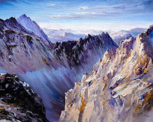 The greatness of mountains di Bozhena Fuchs, Pittura in vendita su Singulart