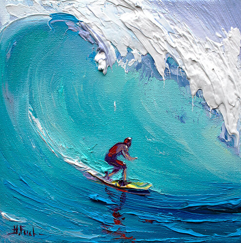 Surfer Painting Miniature by Bozhena Fuchs, 회화 for Sale on Singulart
