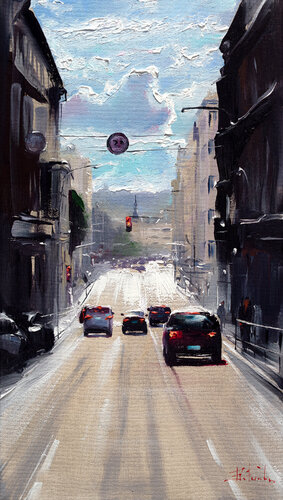 Sunny street van Bozhena Fuchs, Schilderij te koop op Singulart