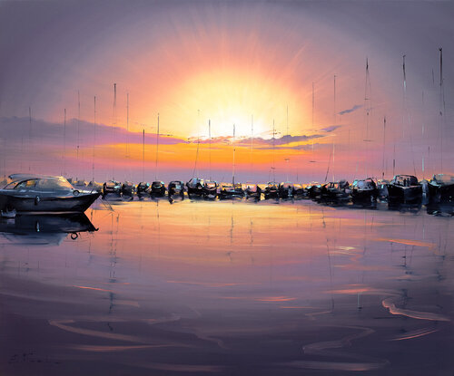 Marina at First Light by Bozhena Fuchs, Painting for Sale on Singulart