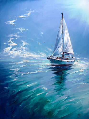 Where the Sea Breathes Freedom van Bozhena Fuchs, Schilderij te koop op Singulart