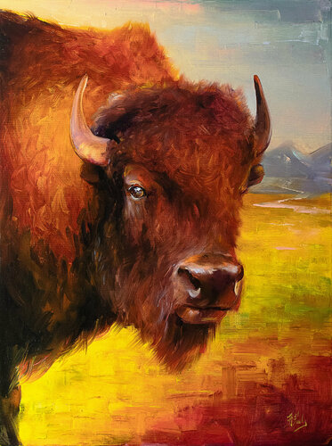 The Bison di Bozhena Fuchs, Pittura in vendita su Singulart