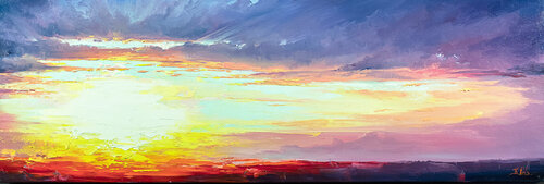 Sunset Colorful Sky Oil Painting di Bozhena Fuchs, Pittura in vendita su Singulart