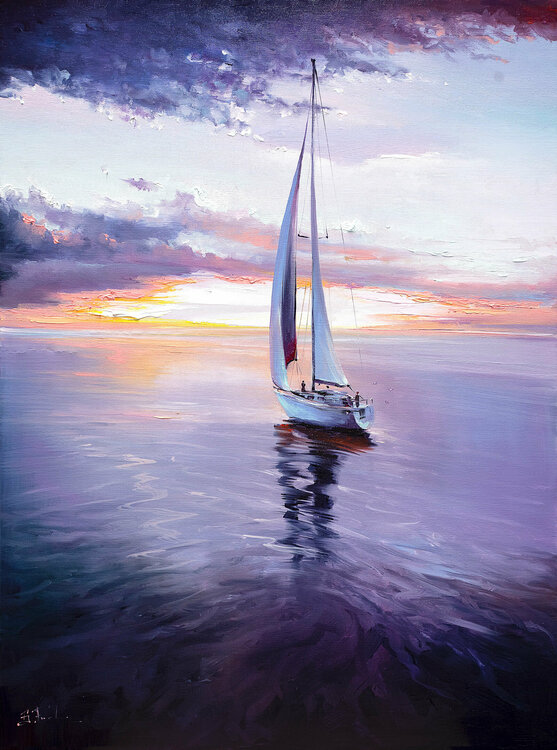 Sailing Sunset Colorful Bozhena Fuchs
