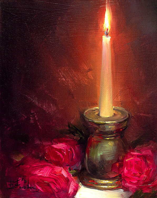 Roses and Candle Bozhena Fuchs