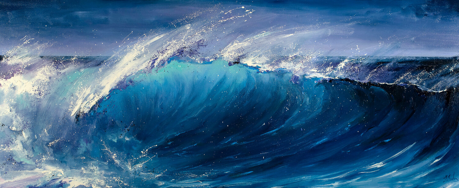 Night Wave. Seascape Beach Painting Bozhena Fuchs