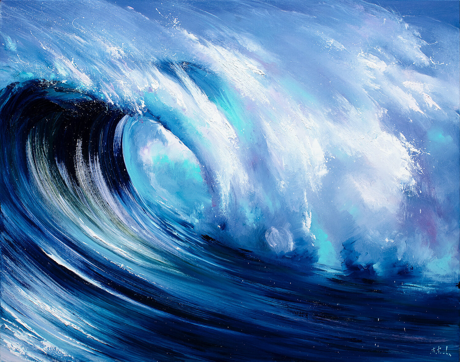 Blue Wave - Bozhena Fuchs - Oil on Canvas