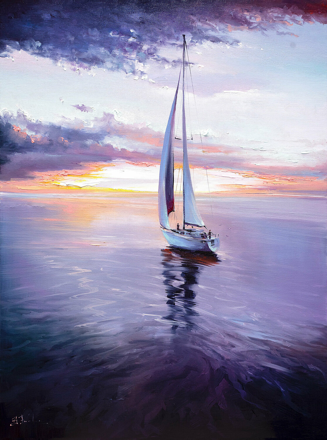 Sailing Sunset Colorful Bozhena Fuchs