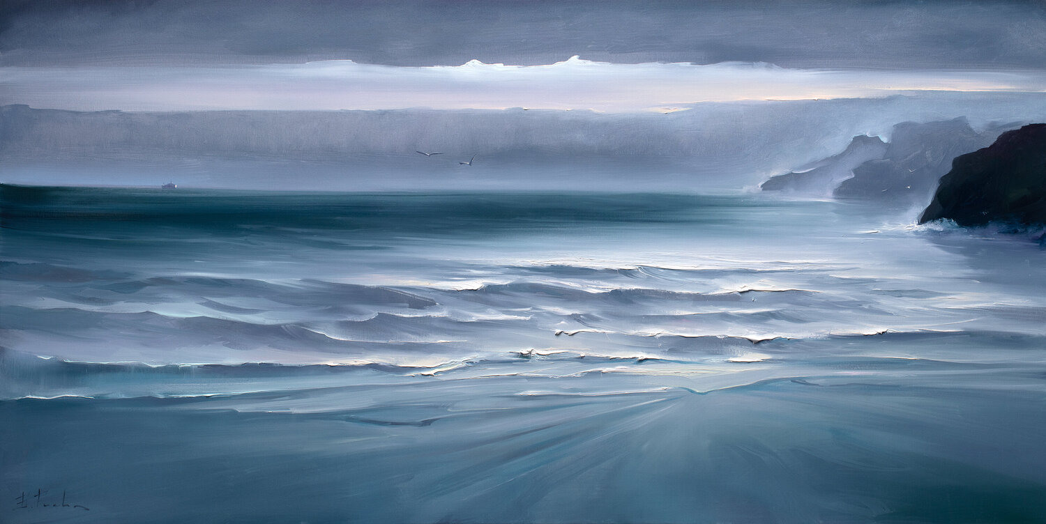Peacefulness of the Morning Surf Bozhena Fuchs Dipinto originale in vendita