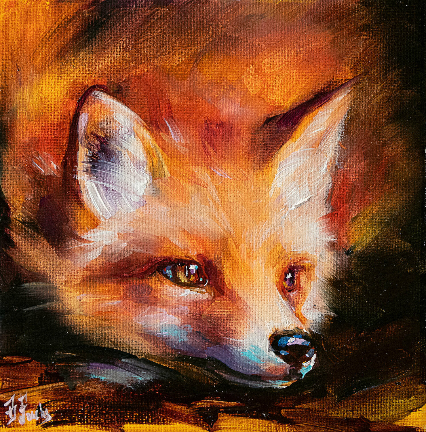 Fox painting von Bozhena Fuchs (2019): Malerei Öl auf Leinwand - Singulart