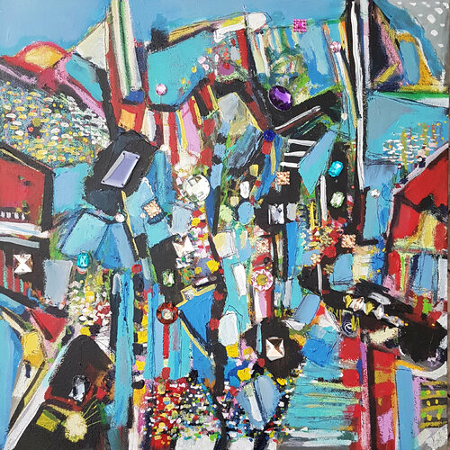 Royaumes balnéaires di Muriel Cayet, Pittura in vendita su Singulart