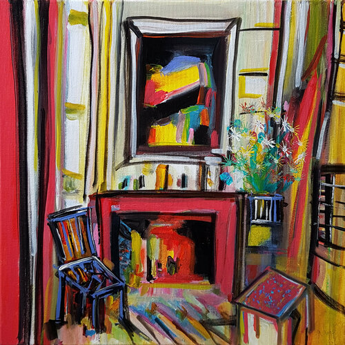 La cheminée rouge di Muriel Cayet, Pittura in vendita su Singulart