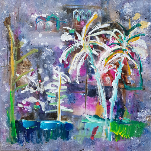 Les barques bleues van Muriel Cayet, Schilderij te koop op Singulart