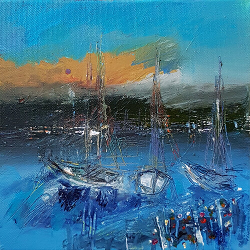 L'escale nocturne van Muriel Cayet, Schilderij te koop op Singulart